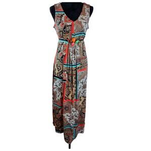 New Directions Women's Maxi Dress Polyester Spandex Stripes Beaded Colorful